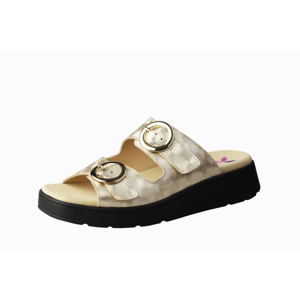 NEW HELLE COMFORT women's opal slide sandals in gold